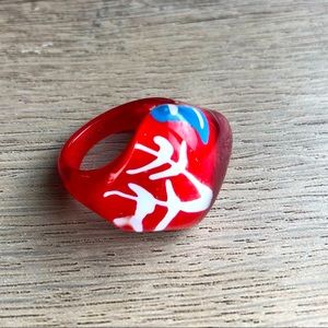 Vintage Retro Acrylic Ring, Abstract Floral, 90s, Y2K, Boho, 60s